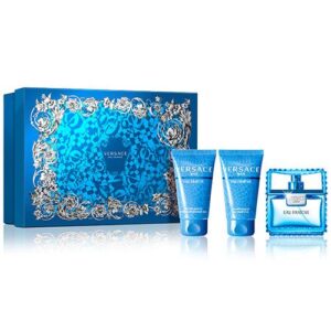 A blue box with three different types of cosmetics.