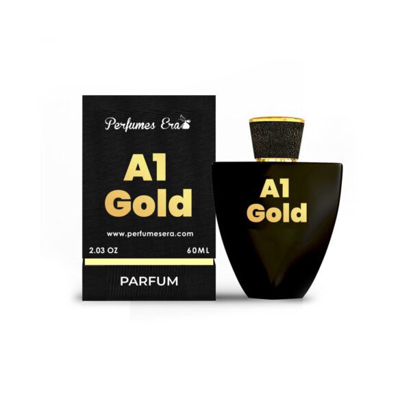 A1 Gold perfume bottle and box.