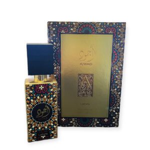Ajwad Lattafa perfume bottle and box.