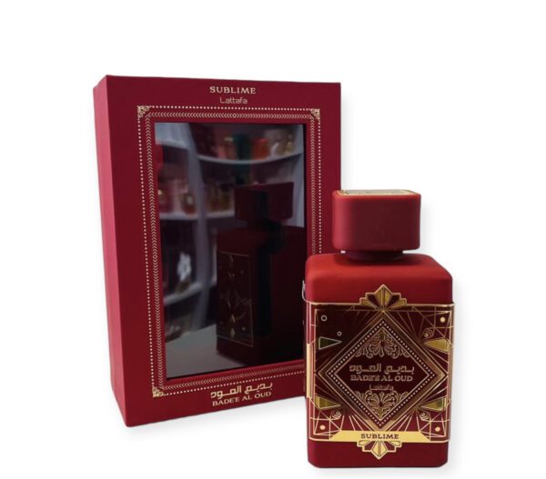 Lattafa Sublime Badee Al Oud perfume bottle.