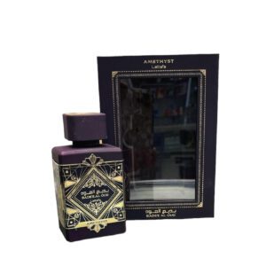 Amethyst perfume bottle in box by Lattafa.